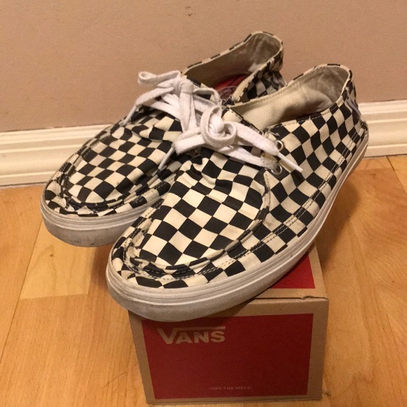 distressed checkerboard vans